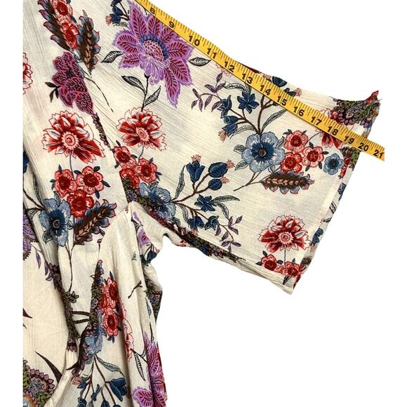 Women Sz M Cardigan Waterfall Duster Cover Up Boho Floral Flowy Patrons Of Peace - Picture 12 of 15